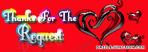 Red and black graphic that says Thanks for the Request.