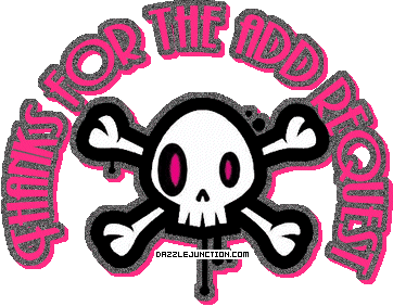 Cute skull graphic with a Shut Up and Add Me style message.