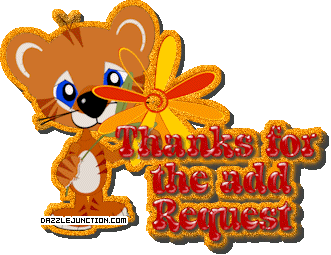 Cute bear graphic that says Thanks for the Request.