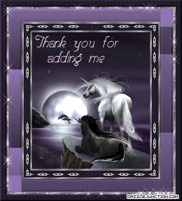 Dark swan graphic with a Thank You for Adding Me message.