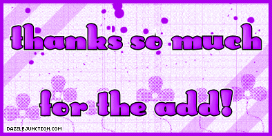 Purple text graphic that says Thanks so much for the add.