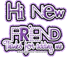 Purple graphic that says Hi New Friend, Thanks for Adding Me.
