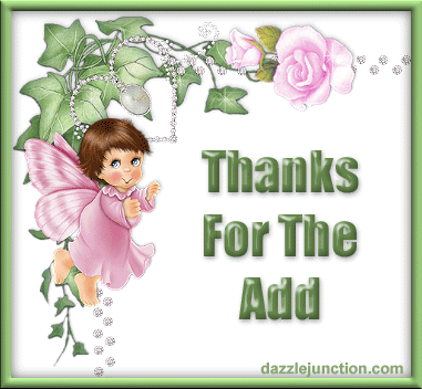 Framed fairy graphic that says Thanks for the Add.