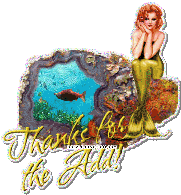 Fairy by the water graphic that says Thank You for the Add.