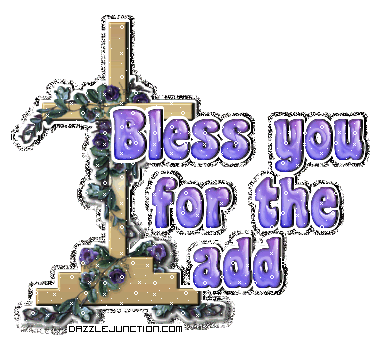 Christian graphic that says God Bless you for the add.