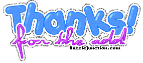 Blue and pink script text graphic that says Thanks.