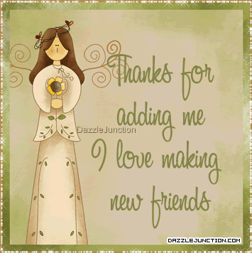 Angel graphic with a Thanks for Adding Me message.