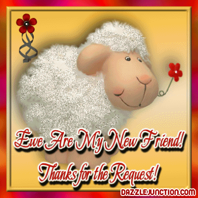 Cute sheep graphic with a Thanks for the Add message.