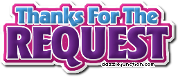 Purple and pink text graphic that says Thanks for the Request.