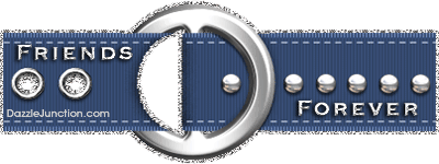 Animated blue glitter belt with a Friends Forever saying.