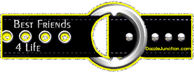 Animated black and yellow glitter belt with a Best Friends 4 Life saying.