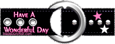 Animated black and pink glitter belt with a Have a Wonderful Day saying.