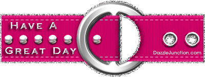 Animated pink glitter belt with a Have a Great Day saying.
