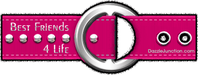 Animated pink glitter belt with a Best Friends 4 Life saying.