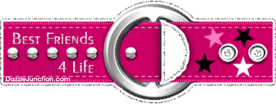 Animated pink and black glitter belt with stars and a Best Friends 4 Life saying.