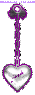 Animated Silver and Purple Charm that says Friends