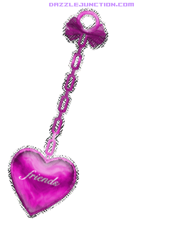 Animated Swinging Purple Charm that says Friends