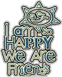 Stained glass style graphic that says I Am So Happy We Are Friends.