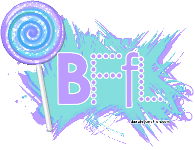 Blue and purple lollipop graphic that says BFF.