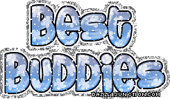 Blue glitter text graphic that says Best Buddies.