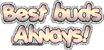 Soft brown and blue text graphic that says Best Buds Always.