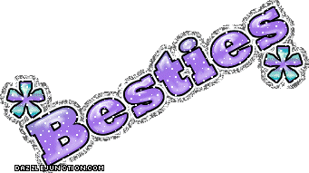 Purple text graphic that says Besties.