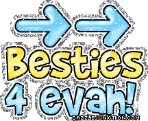 Blue arrow graphic that says Besties 4 Ever.