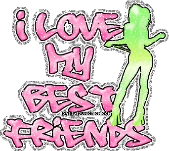 Pink and green graphic that says I Love My Best Friends.