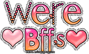Pink heart graphic that says We're BFFs.