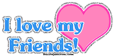 Blue and pink heart graphic that says I love my Friends!
