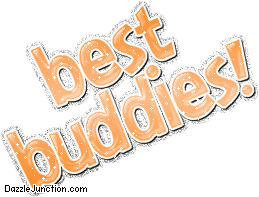 Orange and blue text graphic that says Best Buddies.
