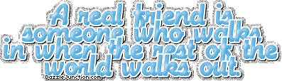 Blue friendship quote graphic about a real friend.