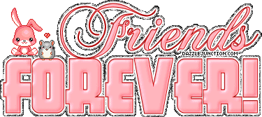 Pink and blue text graphic that says Friends Forever.