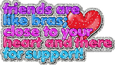 Blue and pink heart graphic with a thank you friendship message.
