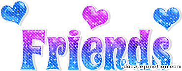 Blue and purple heart graphic that says Friends.