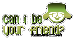 Green smiley graphic that says Can I Be Your Friend?