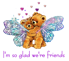Cute fairy bear graphic that says I'm so glad we're friends.