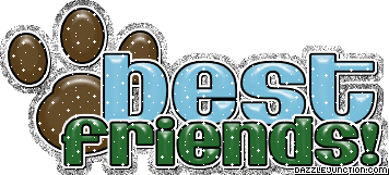 Brown and blue text graphic that says Best Friends.