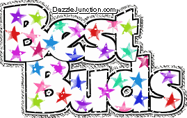 Colorful puzzle style graphic that says BFF.