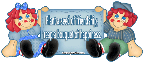 Raggy Ann and Andy friendship graphic with a sweet friendship message.