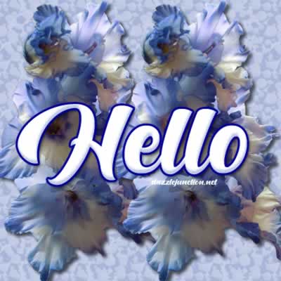 Pretty blue flower greeting image with the word Hello