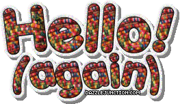Sparkly glitter greeting image that says Hello Again