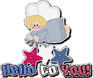 Cute angel graphic that says hello to you