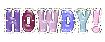 Purple glitter greeting image that says Howdy