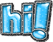 Bold blue glitter greeting image that says Hi