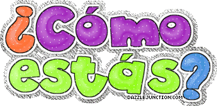 Colorful Spanish greeting image that says Cómo Estás