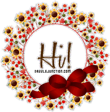 Floral fall wreath greeting image that says Hi