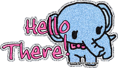Cute blue elephant greeting image that says Hello There