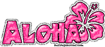 Pink tropical flower greeting image that says Aloha