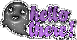 Cute ghost glitter greeting image that says Hello There